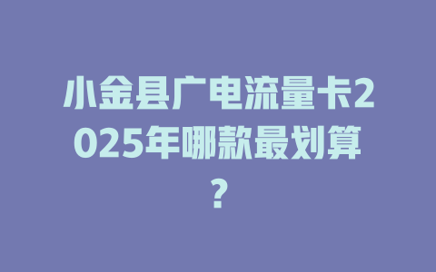 小金县广电流量卡2025年哪款最划算？