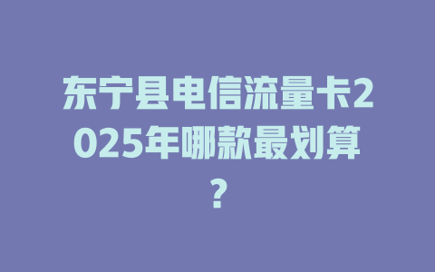 东宁县电信流量卡2025年哪款最划算？