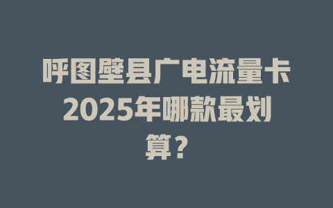 呼图壁县广电流量卡2025年哪款最划算？
