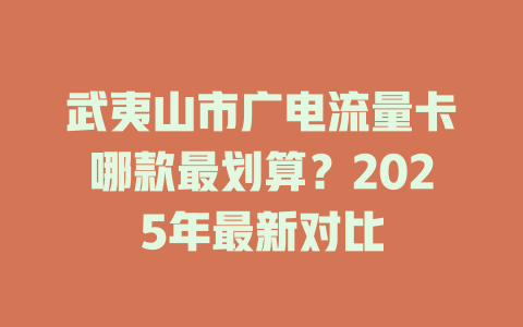 武夷山市广电流量卡哪款最划算？2025年最新对比