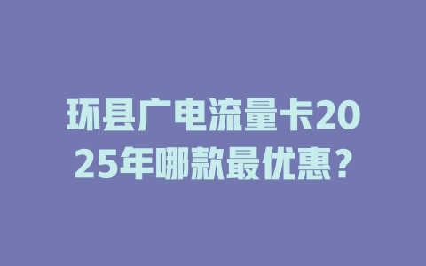 环县广电流量卡2025年哪款最优惠？
