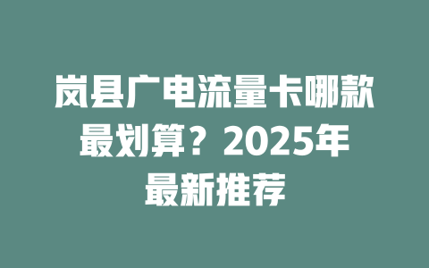 岚县广电流量卡哪款最划算？2025年最新推荐