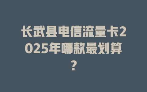 长武县电信流量卡2025年哪款最划算？