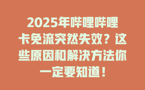 2025年哔哩哔哩卡免流突然失效？这些原因和解决方法你一定要知道！