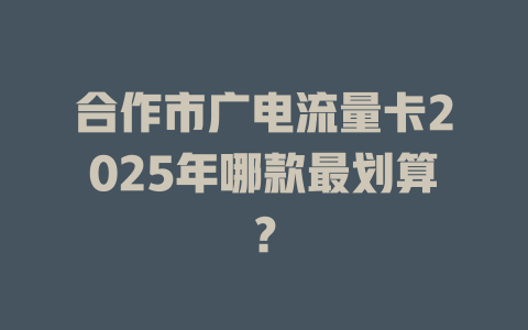 合作市广电流量卡2025年哪款最划算？