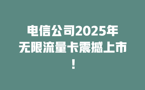 电信公司2025年无限流量卡震撼上市！