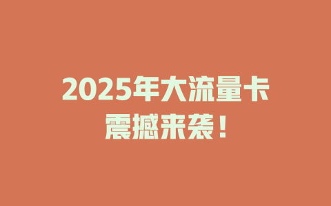 2025年大流量卡震撼来袭！