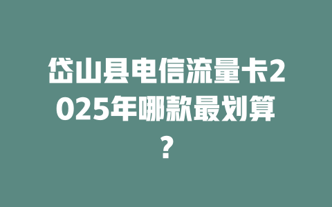 岱山县电信流量卡2025年哪款最划算？