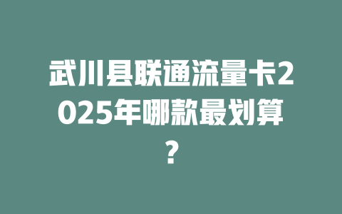 武川县联通流量卡2025年哪款最划算？