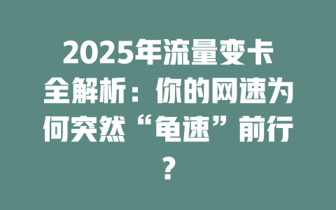 2025年流量变卡全解析：你的网速为何突然“龟速”前行？
