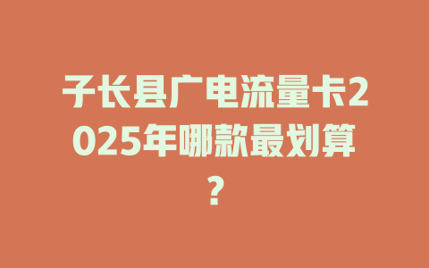 子长县广电流量卡2025年哪款最划算？