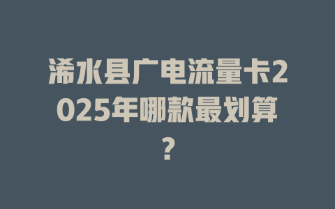 浠水县广电流量卡2025年哪款最划算？