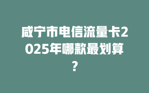 咸宁市电信流量卡2025年哪款最划算？