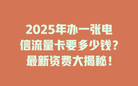 2025年办一张电信流量卡要多少钱？最新资费大揭秘！