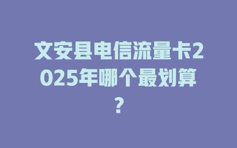 文安县电信流量卡2025年哪个最划算？