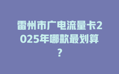 雷州市广电流量卡2025年哪款最划算？