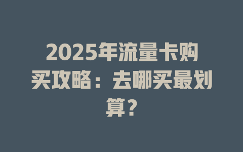 2025年流量卡购买攻略：去哪买最划算？