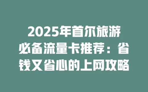 2025年首尔旅游必备流量卡推荐：省钱又省心的上网攻略