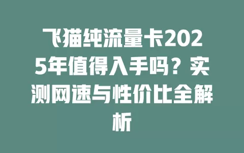 飞猫纯流量卡2025年值得入手吗？实测网速与性价比全解析