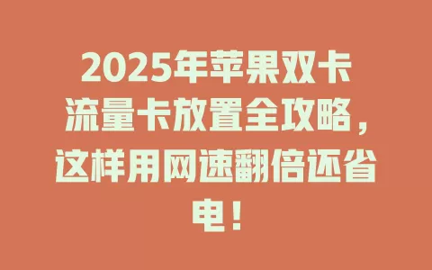 2025年苹果双卡流量卡放置全攻略，这样用网速翻倍还省电！