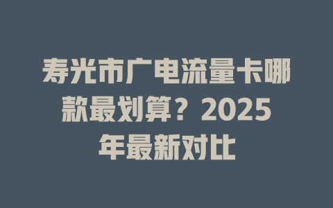 寿光市广电流量卡哪款最划算？2025年最新对比