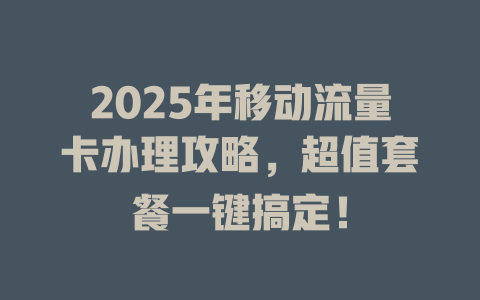 2025年移动流量卡办理攻略，超值套餐一键搞定！