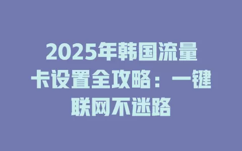 2025年韩国流量卡设置全攻略：一键联网不迷路