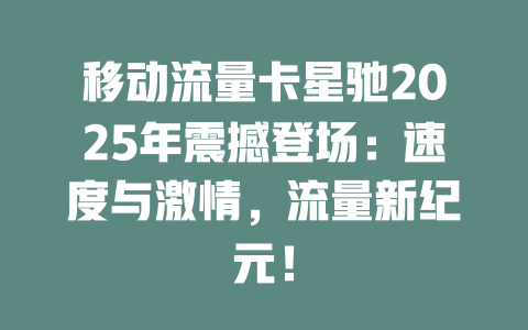 移动流量卡星驰2025年震撼登场：速度与激情，流量新纪元！