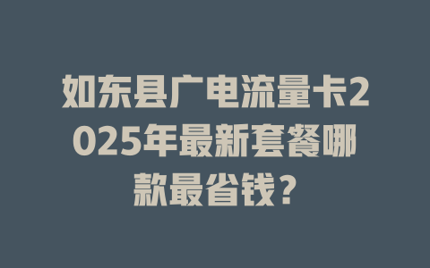 如东县广电流量卡2025年最新套餐哪款最省钱？