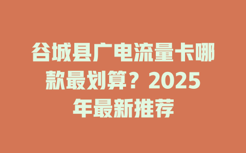 谷城县广电流量卡哪款最划算？2025年最新推荐