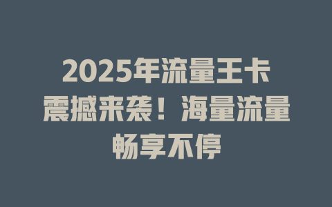 2025年流量王卡震撼来袭！海量流量畅享不停