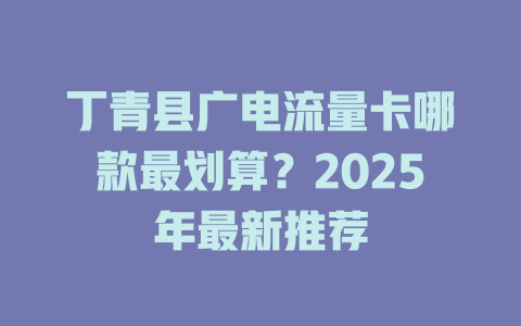 丁青县广电流量卡哪款最划算？2025年最新推荐