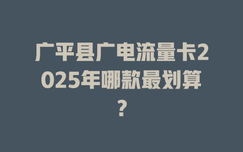 广平县广电流量卡2025年哪款最划算？