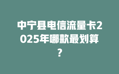 中宁县电信流量卡2025年哪款最划算？