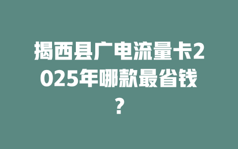 揭西县广电流量卡2025年哪款最省钱？