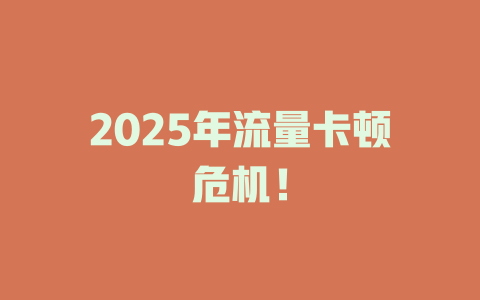 2025年流量卡顿危机！