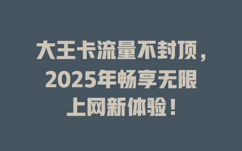 大王卡流量不封顶，2025年畅享无限上网新体验！