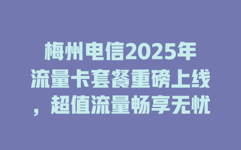 梅州电信2025年流量卡套餐重磅上线，超值流量畅享无忧