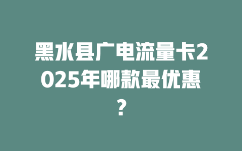 黑水县广电流量卡2025年哪款最优惠？
