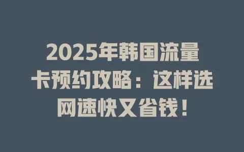 2025年韩国流量卡预约攻略：这样选网速快又省钱！