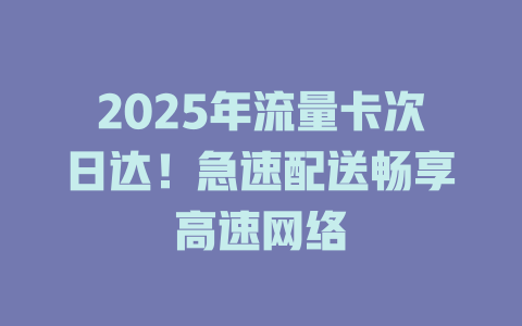 2025年流量卡次日达！急速配送畅享高速网络