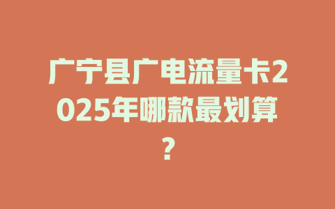 广宁县广电流量卡2025年哪款最划算？