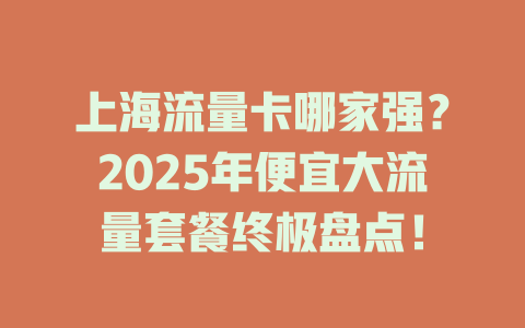 上海流量卡哪家强？2025年便宜大流量套餐终极盘点！