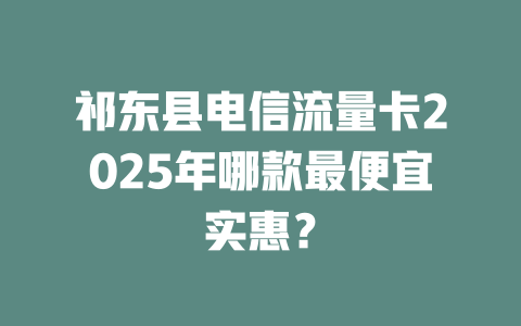 祁东县电信流量卡2025年哪款最便宜实惠？