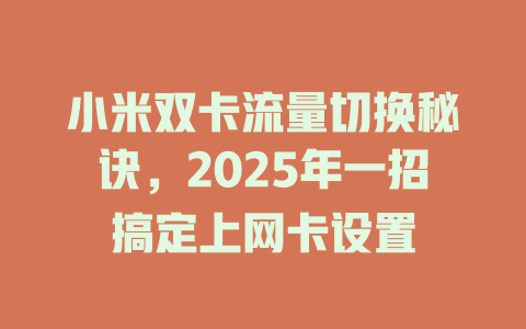 小米双卡流量切换秘诀，2025年一招搞定上网卡设置