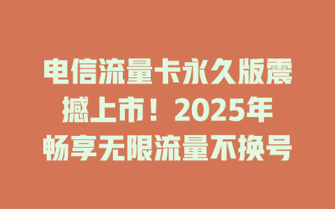 电信流量卡永久版震撼上市！2025年畅享无限流量不换号