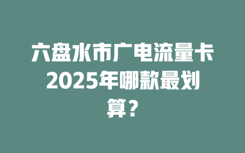 六盘水市广电流量卡2025年哪款最划算？