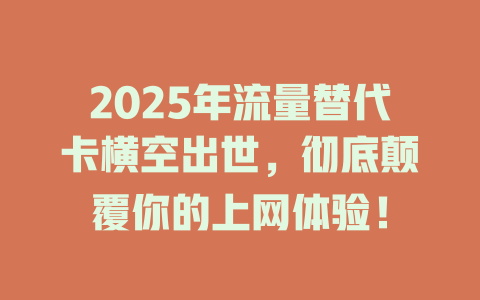 2025年流量替代卡横空出世，彻底颠覆你的上网体验！