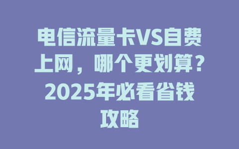 电信流量卡VS自费上网，哪个更划算？2025年必看省钱攻略