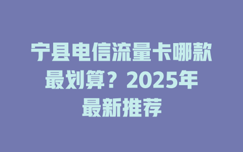 宁县电信流量卡哪款最划算？2025年最新推荐